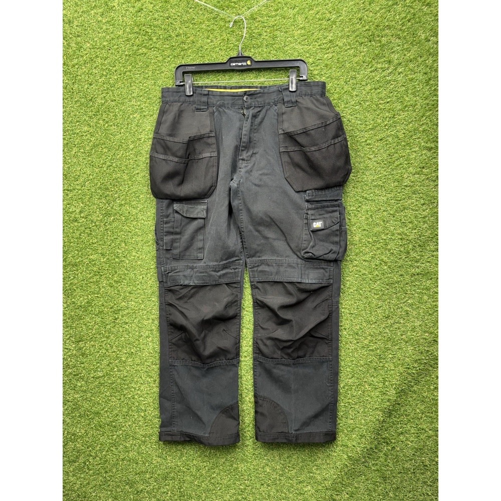 CAT Caterpillar Cargo Pants Mens 34x30 Tools Tradesman Utility Holster Black